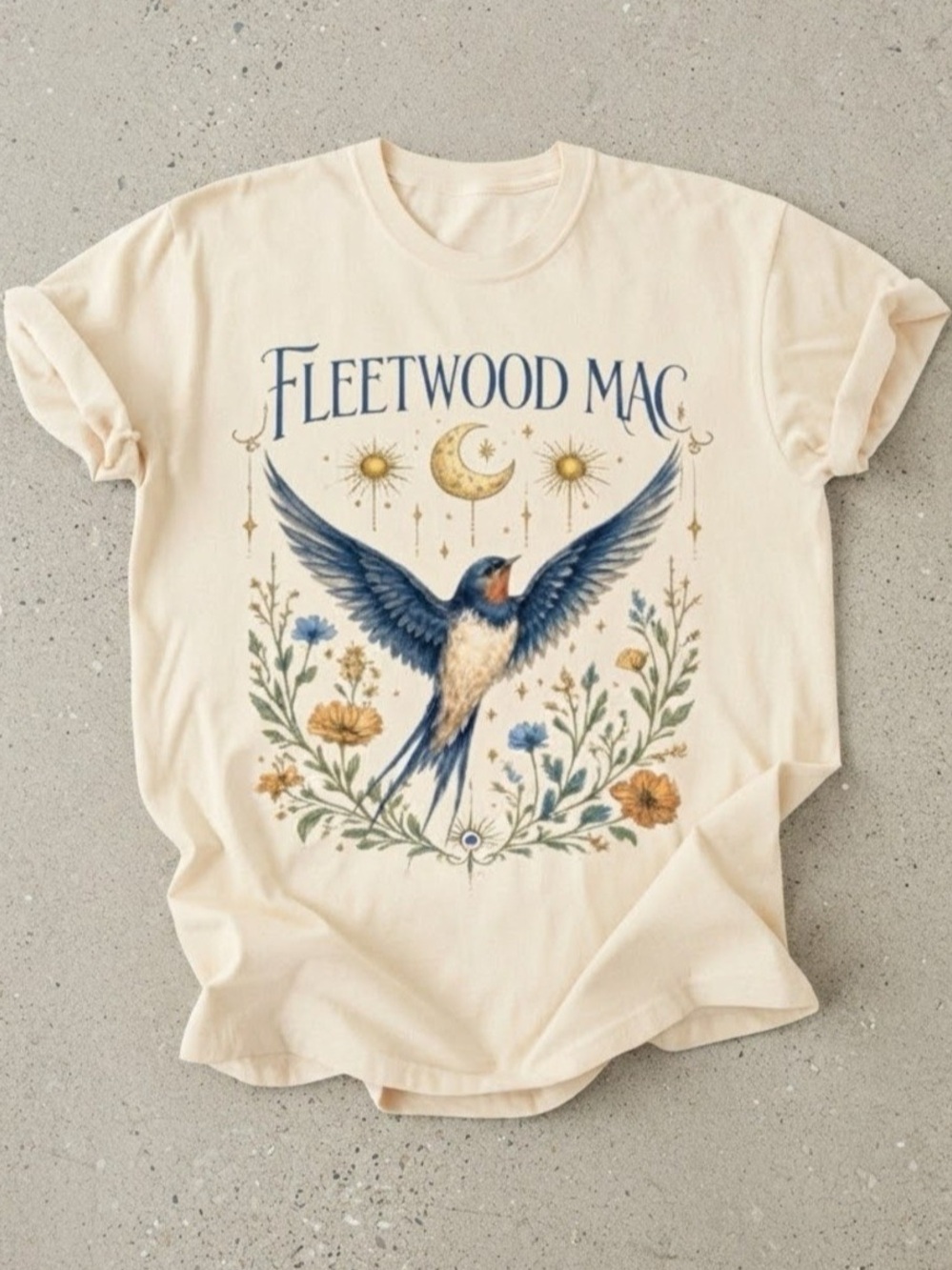 Fleetwood Mac Butterfly Moon Dark Green Graphic Gildan T-Shirt